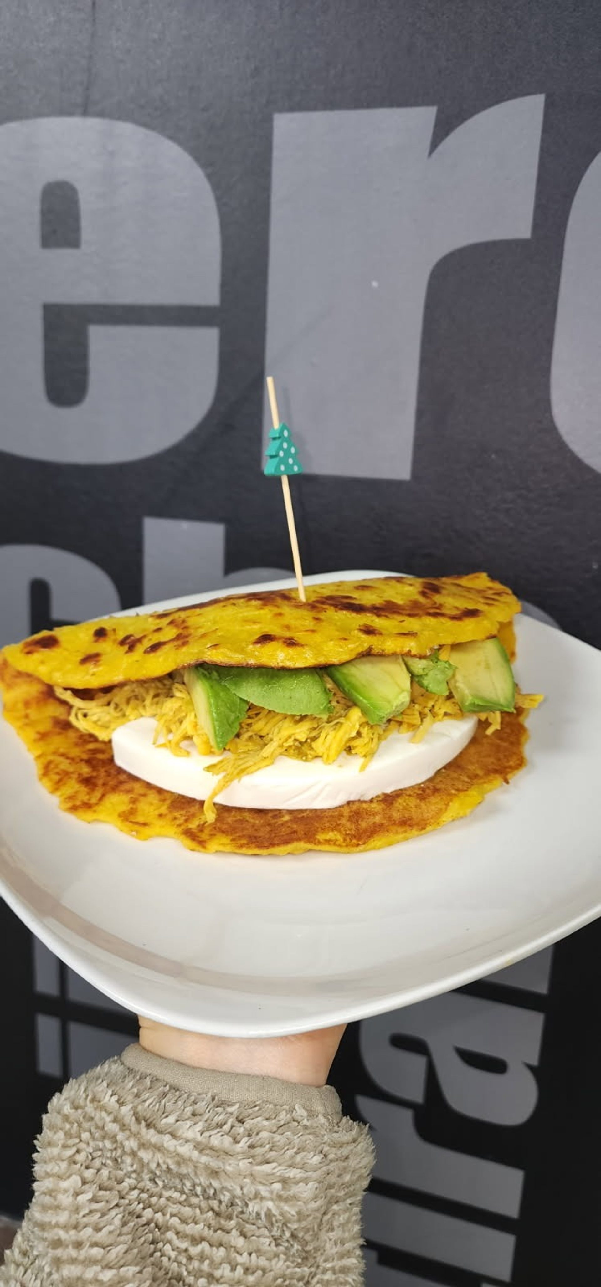 The chicken cachapa and pepito de carne